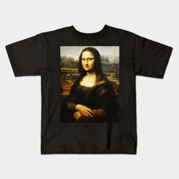 Mona Lisa Waffle House Kids T-Shirt by Jan Lewin Art Store